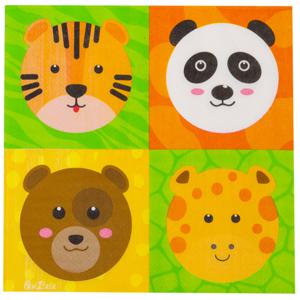 Feestservetten - 16x - dierentuin - themafeest - kinderfeest - verjaardag - 3 laags - 33 x 33 cm