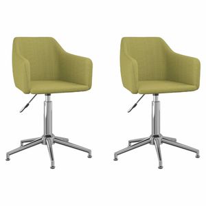 vidaXL Eetkamerstoelen draaibaar 2 st stof groen