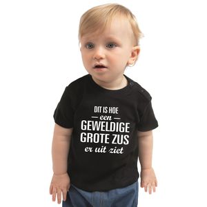 Geweldige grote zus kado shirt voor babys / meisjes zwart 80 (7-12 maanden)  -