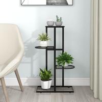 VidaXL Bloemenstandaard met 4 lagen 43x22x76 cm metaal zwart VidaXL Bloemenstandaard met 4 lagen 43x22x76 cm metaal zwart