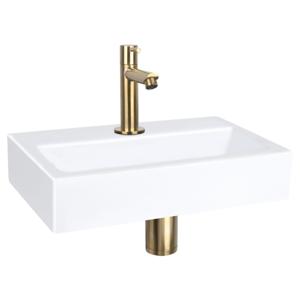 Differnz Flat fonteinset keramiek - kraan recht - 38 x 24 x 7 cm - mat goud