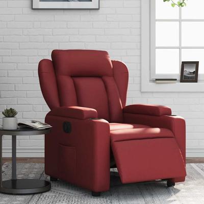 Fauteuil verstelbaar elektrisch kunstleer wijnrood