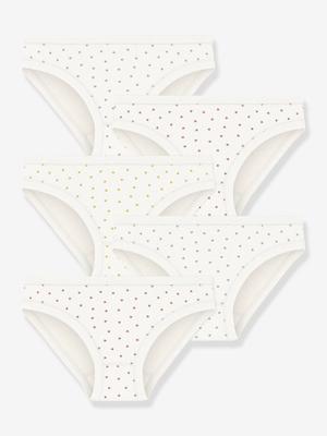 Set met 5 slipjes met kleine hartjes PETIT BATEAU wit, bedrukt