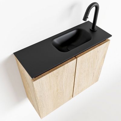 Toiletmeubel Mondiaz Ture | 60 cm | Meubelkleur Washed oak | Eden wastafel Urban Rechts | 1 kraangat