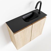 Toiletmeubel Mondiaz Ture | 60 cm | Meubelkleur Washed oak | Eden wastafel Urban Rechts | 1 kraangat