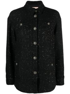 TWINSET veste en tweed à ornements en cristal - Noir