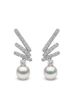 Yoko London boucles d'oreilles Sleek en or blanc 18ct ornées de diamants et de perles d'Akoya - Argent - thumbnail