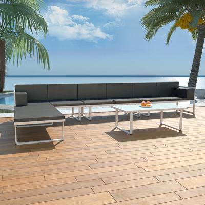 5-delige Loungeset textileen aluminium zwart