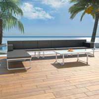 5-delige Loungeset textileen aluminium zwart