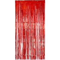 Folie deurgordijn versiering - rood - 200 x 100 cm - Feestartikelen - Brandvertragend