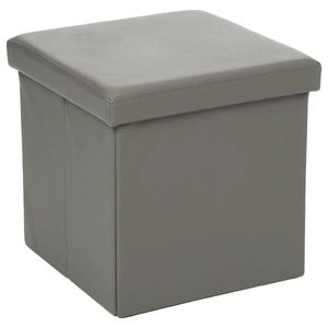 Poef - hocker - opbergbox - grijs - polyester/mdf - 38 x 38 cm - opvouwbaar