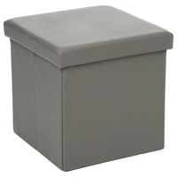 Poef - hocker - opbergbox - grijs - polyester/mdf - 38 x 38 cm - opvouwbaar - thumbnail