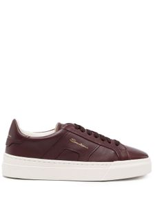 Santoni logo-print leather low-top sneakers - Rouge