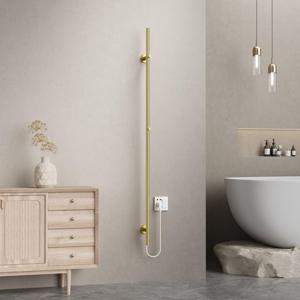Belrad Rod staafhanddoekdroger - 150x6,3x12,7 cm - elektrisch - enkel - 60w - 2,5cm - geborsteld goud HS1500BG