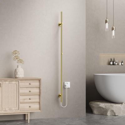 Belrad Rod staafhanddoekdroger - 150x6,3x12,7 cm - elektrisch - enkel - 60w - 2,5cm - geborsteld goud HS1500BG