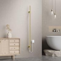 Belrad Rod staafhanddoekdroger - 150x6,3x12,7 cm - elektrisch - enkel - 60w - 2,5cm - geborsteld goud HS1500BG