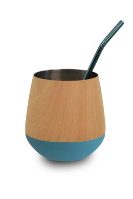 RVS Mate set met Bombilla blauw