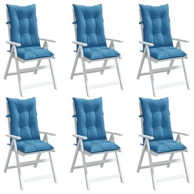 VidaXL Stoelkussens 6 st hoge rug 120x50x7 cm stof gemêleerd blauw