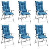 VidaXL Stoelkussens 6 st hoge rug 120x50x7 cm stof gemêleerd blauw