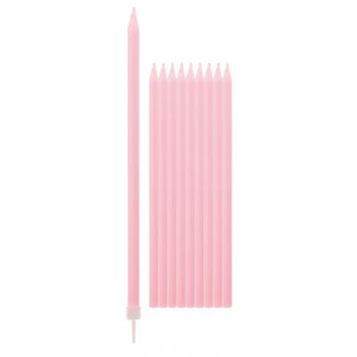 Givi Italia Taartkaarsjes - 10x - lichtroze - 15,5 cm - smalle kaarse