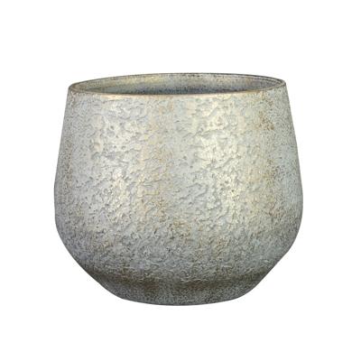 Ter Steege Plantenpot/bloempot - keramiek - metallic zilvergrijs - touch of gold - D19/H16 cm