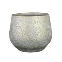 Ter Steege Plantenpot/bloempot - keramiek - metallic zilvergrijs - touch of gold - D19/H16 cm