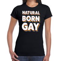 Gay pride natural born shirt zwart dames 2XL  -