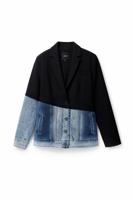 Slim fit hybride blazer met twee stoffen - BLACK - 46