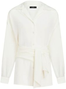 ETRO chemise en soie à taille ceinturée - Blanc