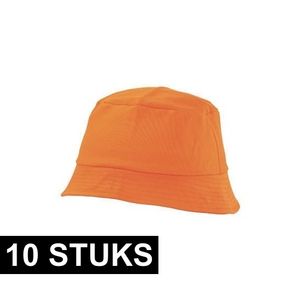 10x Oranje vissershoedjes/zonnehoedjes voor volwassenen