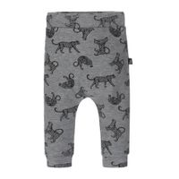Babystyling baby slim fit broek met dierenprint grijs/zwart - thumbnail