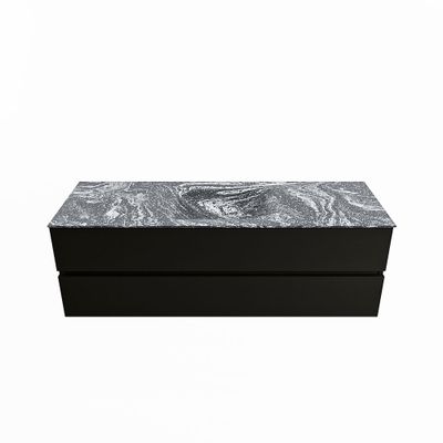 MONDIAZ VICA-DLUX 150cm badmeubel onderkast Urban 2 lades. Inbouw wastafel CLOUD midden zonder kraangat, kleur Lava.