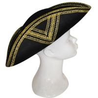 Funny Fashion Musketiers piraten verkleed hoed - zwart met goud - carnaval - volwassenen