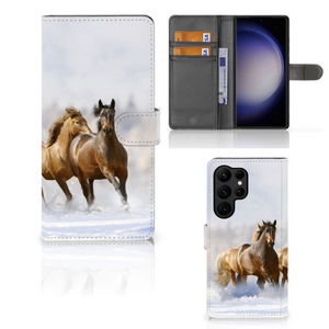 Samsung Galaxy S23 Ultra Telefoonhoesje met Pasjes Paarden