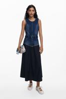Gecombineerde denim jurk - BLUE - M