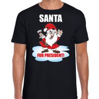 Santa for president Kerst t-shirt / Kerst outfit zwart voor heren