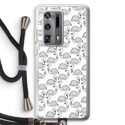 Zwanen: Huawei P40 Pro Plus Transparant Hoesje met koord