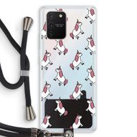 Eenhoorns overal: Samsung Galaxy S10 Lite Transparant Hoesje met koord