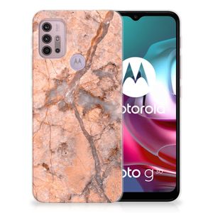 Motorola Moto G30 | G10 TPU Siliconen Hoesje Marmer Oranje