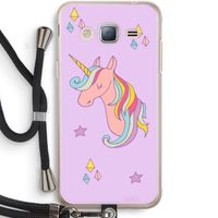 Roze eenhoorn: Samsung Galaxy J3 (2016) Transparant Hoesje met koord