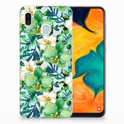 Samsung Galaxy A30 | TPU Case | Orchidee Groen Samsung Galaxy A30 | TPU Case | Orchidee Groen