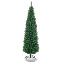 150 cm PVC Kunstmatige Potlood Kerstboom Dunne Boom met Metalen Standaard voor Binnen en Buiten Groen
