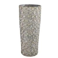 PTMD Ginte Grey cement pot round with circles high XL - thumbnail