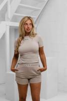 Unique The Label Nena Short Sleeve Top Dames Lichtbruin - Maat XS - Kleur: Lichtbruin | Soccerfanshop