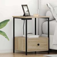 Nachtkastje met Oplaadstation 2 pcs Sonoma eiken Bewerkt hout
