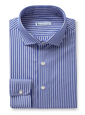 DIRIZIA - Blauw gestreept popeline overhemd - TUFO 1