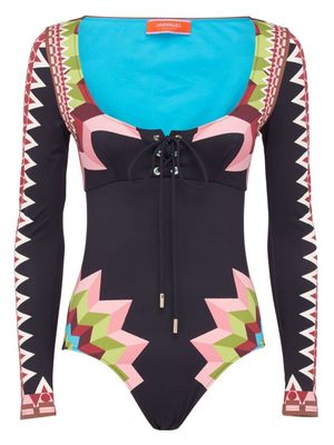 La DoubleJ maillot de bain Sunset à imprimé géométrique - Bleu