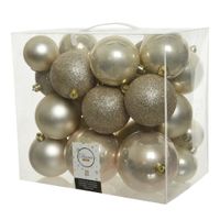 26x stuks kunststof kerstballen licht parel/champagne 6-8-10 cm glans/mat/glitter - thumbnail