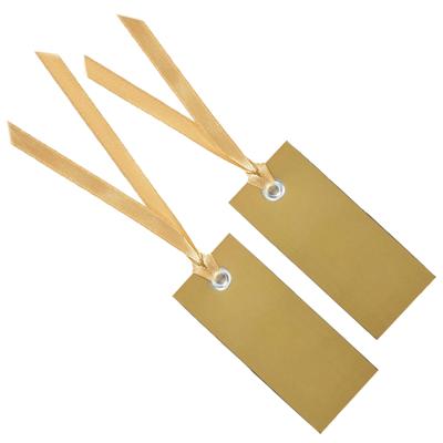 Santex Cadeaulabels met lintje - set 24x stuks - goud - 3 x 7 cm - naam tags