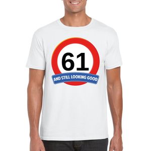 Verkeersbord 61 jaar t-shirt wit heren